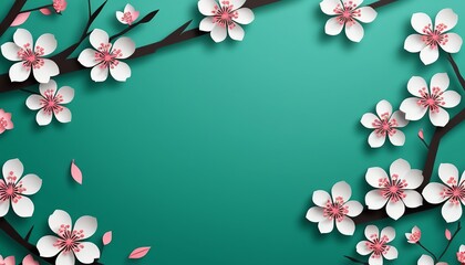 Graphic Design of Sakura Flowers in Paper Cut Style