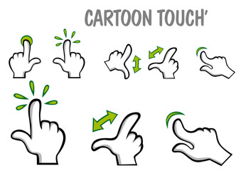 Obraz premium MAINS CARTOON - Touch, tablette mouvement navigation -Vectoriel