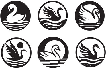 Swan Logo Vector icon illustration - obrazy, fototapety, plakaty