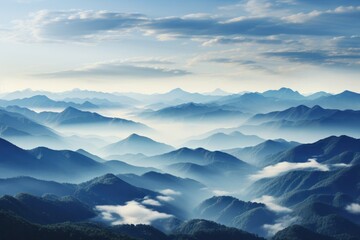 Fototapeta na wymiar View of a Mountain Range From a Plane Generative AI