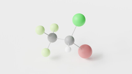 halothane molecule 3d, molecular structure, ball and stick model, structural chemical formula general anaesthetic