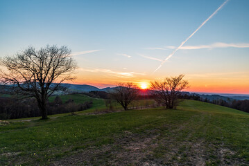 Sunset in Bile Karpaty mountains on czech - slovakian borderland