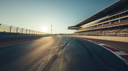 Fototapeta premium International race track. Arena race track Empty field with grandstand, starting point