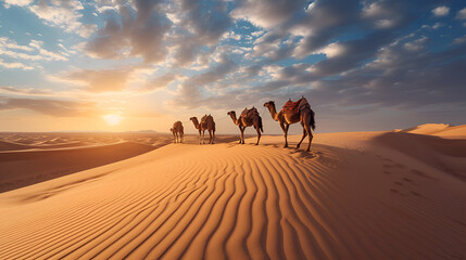 camels in the desert, generative Ai