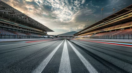 Foto op Canvas International race track. Arena race track Empty field with grandstand, starting point © jureephorn