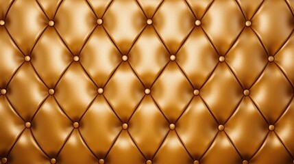 Luxurious gold leather seats, beautiful surface with rhombic stitching. Elegant background, gold leather, with buttons for pattern and background.