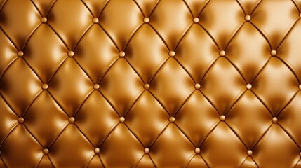 Luxurious gold leather seats, beautiful surface with rhombic stitching. Elegant background, gold leather, with buttons for pattern and background.
