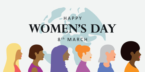 8th march international womens day colorful pictogram vector illustration