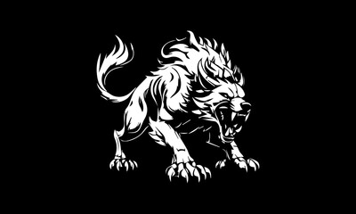 Hellhound vector illustration, logo black and white