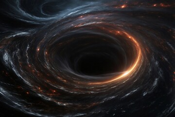 A Black Hole Surrounded by Stars in Deep Space. Generative AI. - 746587859