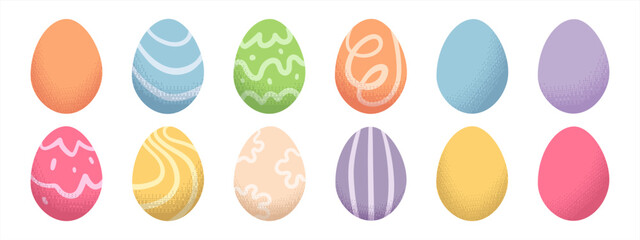 Set of easter eggs flat design on white background. Vector 10 eps.