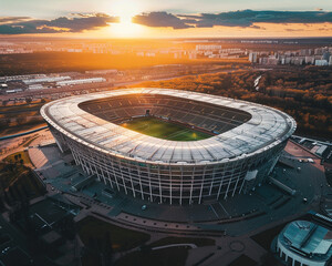 Renewable energy powered stadiums hosting international tournaments showcasing sustainability in sports - obrazy, fototapety, plakaty