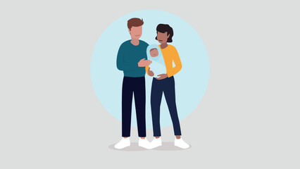 Vektor-Illustration eines Paares mit einem Baby - Familienkonzept