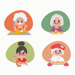 Senior woman cooking in the Thai street food dishes.