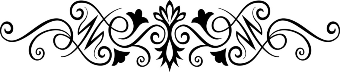 Abstract calligraphic ornate design element. Vintage ornamental pattern. Luxury, elegant flourish line art  design	