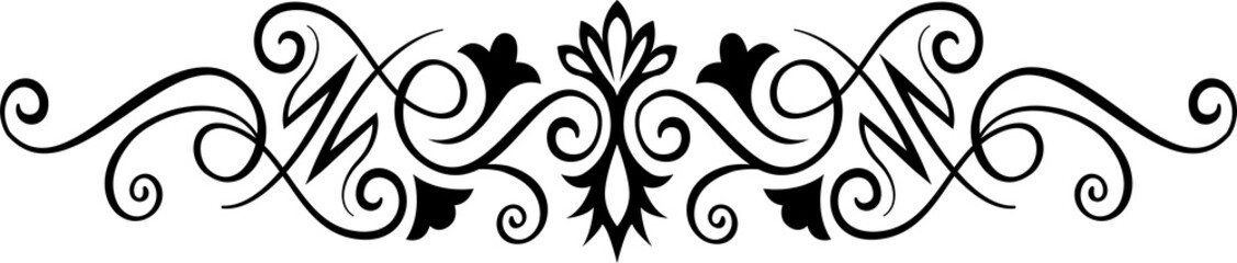 Abstract calligraphic ornate design element. Vintage ornamental pattern. Luxury, elegant flourish line art  design	