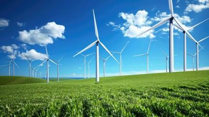 Natural wind turbines in the vast field to produce electricity