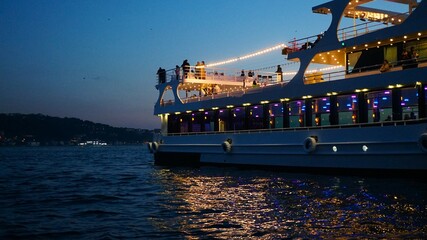 reflection of boat lights in the sea