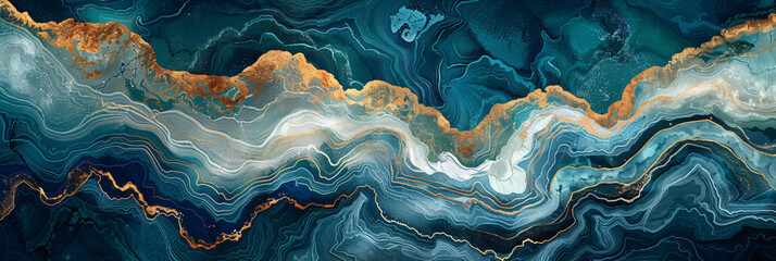 Obraz premium An abstract wave print with blue and cream pattern.