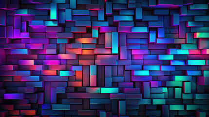 Neon color abstract background with squares as wallpaper illustration, Colorful mosaic