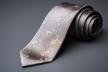 close up of a necktie on grey background