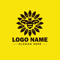 Bee logo insect honey Bee modern minimalist business logo icon editable vector