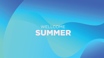wellcome summer in abstract cold blue background