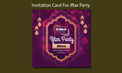 Ramadan  Iftar invitation social media post design. Editable vector design