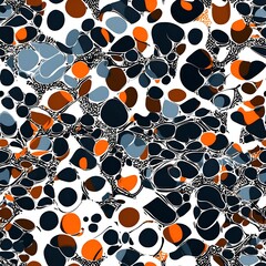 Abstract Pattern of Orange, Black, and White Shapes. Generative AI. - 746595468