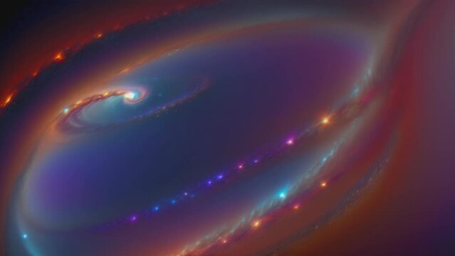 Sci-fi scene of a galaxy or colorful nebula seen through a telescope.