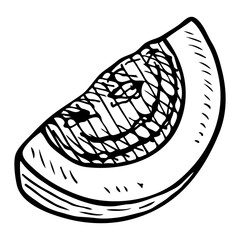 Slice of boiled egg sketch. Breakfast food. Hand drawn vector illustration.