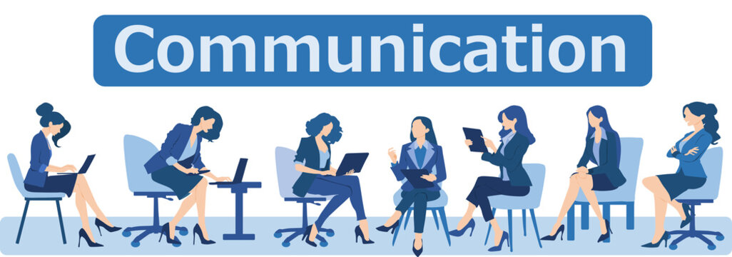 ミーティングする女性実業家たちのイラスト