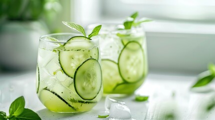 Spice Cucumber Jalapeño Refreshment Mocktail. A trio of cool, crisp cucumber and zesty jalapeño drinks, perfectly iced for a refreshing and slightly spicy summer quencher. Picant cocktail