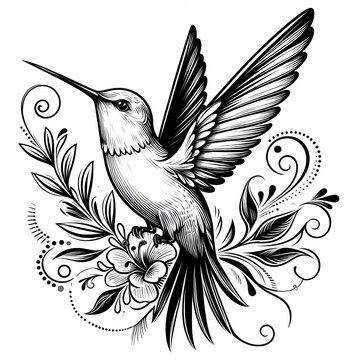 hummingbird vecor style PNG image with abstract line and color