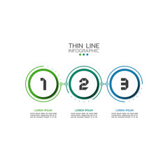 Business Infographic template. Thin line design with numbers 3 options or steps.