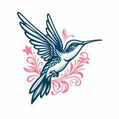Obraz premium hummingbird vecor style PNG image with abstract line and color