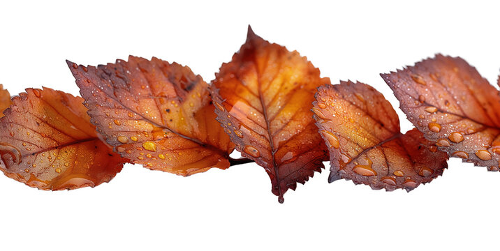 Crispy, translucent dry leaves on a white background. Image generated by AI