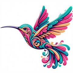 Obraz premium hummingbird vecor style PNG image with abstract line and color
