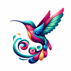 Obraz premium hummingbird vecor style PNG image with abstract line and color