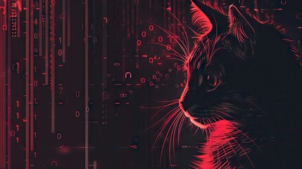 hacker cat pfp with draining dark style 