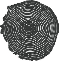 Silhouette Tree rings wood black color only