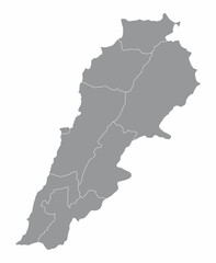 Naklejka premium Lebanon provinces map