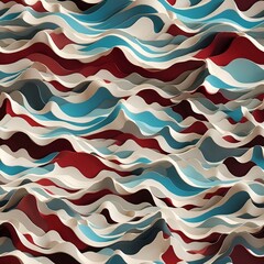 Wavy Background With Red, White, and Blue Waves. Generative AI.