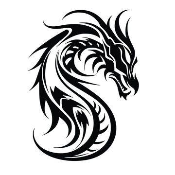 recommend clip art: Tribal Tattoo Art, Dragon Head Silhouette, Vector Illustration