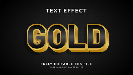 Editable black and gold text effect using 3d style