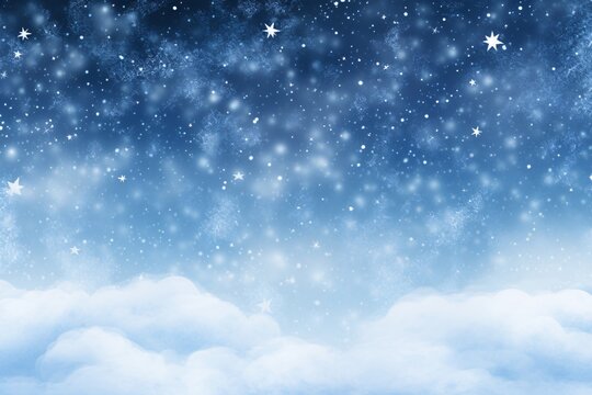 a blue sky with white clouds and stars