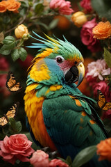 Symphony of Color Vibrant Birds and Butterflies in Nature's Palette