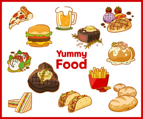 Delicious and Tempting Cuisine Illustrations, Vector Set