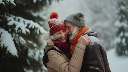 Fototapeta premium Joyful Union Senior Couple Celebrating Happiness Outdoors