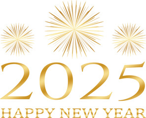 happy new year 2025 - golden design, golden fireworks ver 2